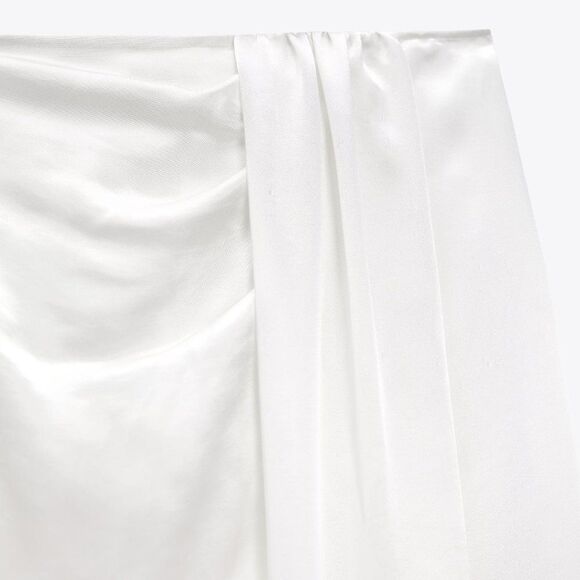 BLOGGERS FAV ZARA NWT XS SATIN DAPPED SKIRT White pearl - Picture 9 of 14